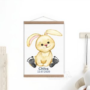 Personalised Baby Rabbit Footprint Kit For Nursery Room