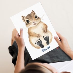 Baby Chipmunk Personalised Footprint Set For Nursery Decor 2
