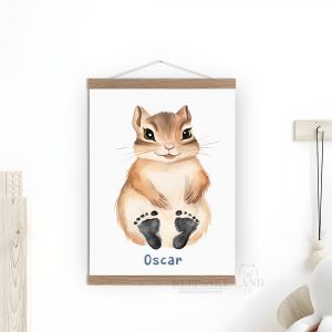 Baby Chipmunk Personalised Footprint Set For Nursery Decor