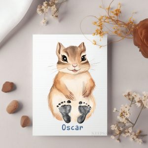 Baby Chipmunk Personalised Footprint Set For Nursery Decor 4