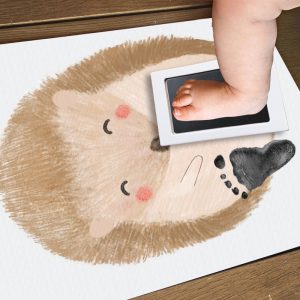 Baby Hedgehog Personalised Footprint Set For Nursery Decor 1