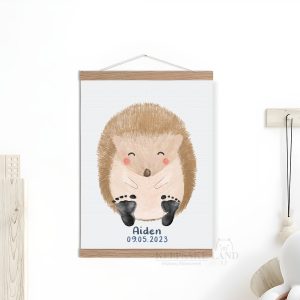 Baby Hedgehog Personalised Footprint Set For Nursery Decor