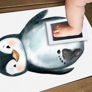 Baby Penguin Personalised Footprint Set For Nursery Decor 1