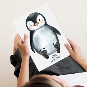 Baby Penguin Personalised Footprint Set For Nursery Decor 2