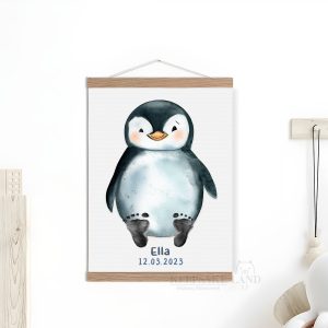 Baby Penguin Personalised Footprint Set For Nursery Decor