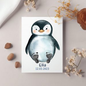 Baby Penguin Personalised Footprint Set For Nursery Decor 4