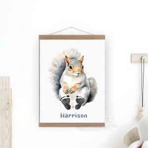 Baby Squirrel Personalised Footprint Set For Nursery Decor