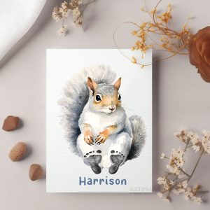 Baby Squirrel Personalised Footprint Set For Nursery Decor 4
