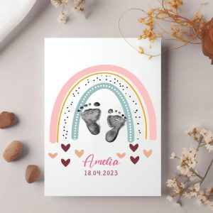 Customised Rainbow Baby Footprint Kit - Nursery Decor 1
