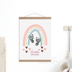 Customised Rainbow Baby Footprint Kit - Nursery Decor