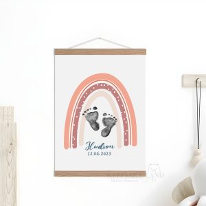 Vintage Customisable Rainbow Baby Footprint Kit for Nursery Decor