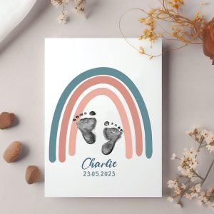 Vintage Rainbow Baby Footprint Kit for Baby Shower 4