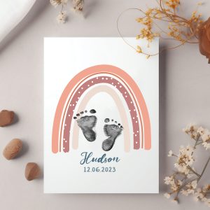Vintage Customisable Rainbow Baby Footprint Kit for Nursery Decor 4