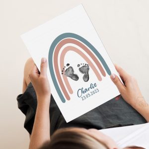 Vintage Rainbow Baby Footprint Kit for Baby Shower 3