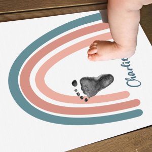 Vintage Rainbow Baby Footprint Kit for Baby Shower 2