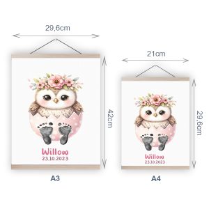 Personalised Baby Owl Footprint Kit for Easter Keepsake 1