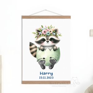 Personalised Baby Racoon Footprint Kit for Easter Keepsake